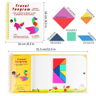 Magnetic Tangram Travel Games 7 Simple Magnetic Colorful Shapes Kid Adult Challenge IQ Educational Book